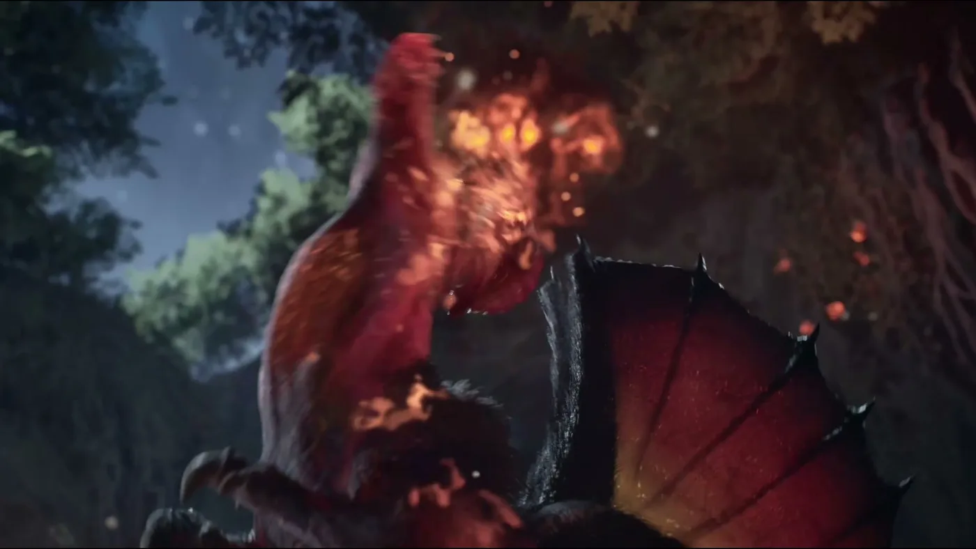 A monster hunt in a crystal cave in Monster Hunter Outlanders